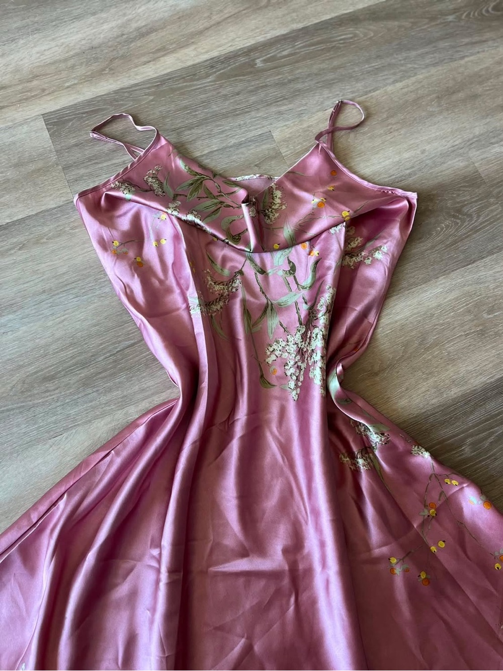Pink Floral Slip Dress with Spaghetti Straps